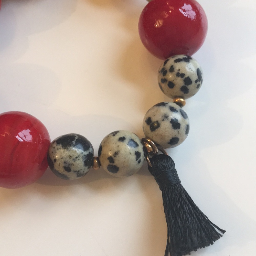 Beaded Stretchy Bracelet with Tassel New - Picture 3 of 3